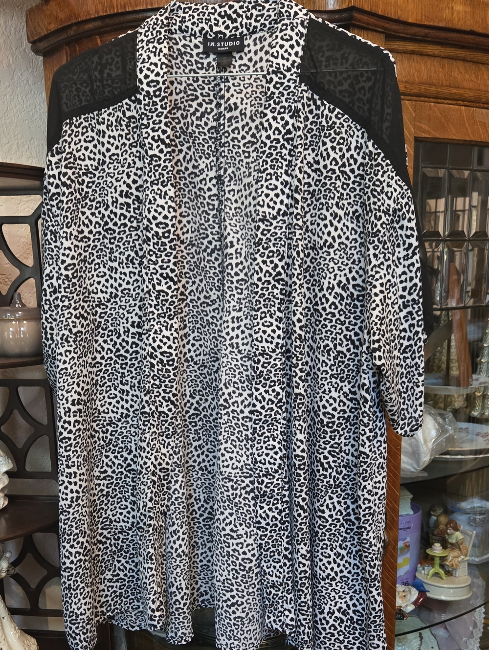 I.N. Studio Black and White Leopard Print Top